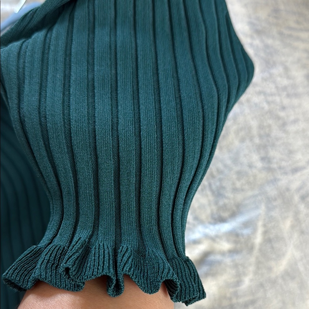 Zara Blue Ribbed Ruffled Blouse - Picture 4 of 4